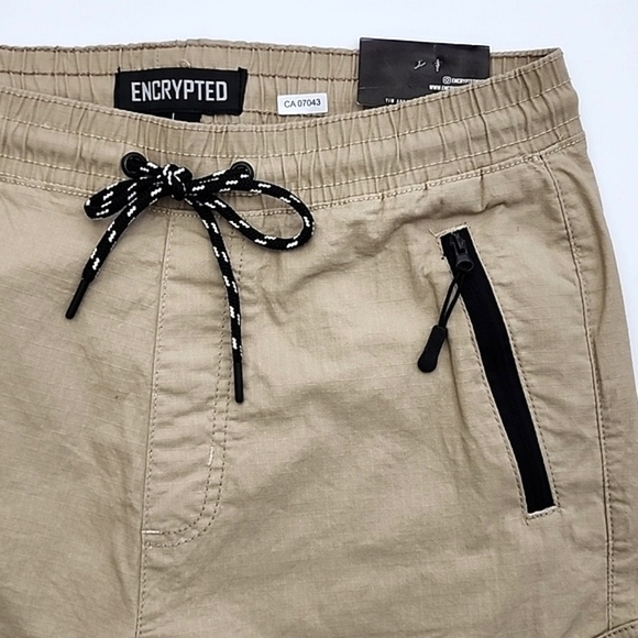 ENCRYPTED Mens Relaxed Tapered Fit Jogger Sand Stretch Breathable 6 Pockets Sz L - Picture 3 of 16